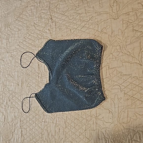 Free People Tops - Free People Skinny Strap Seamless Brami (Sparkly Gold/Blue),NWOT, XS/S